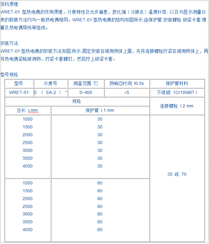 壓簧固定式熱電偶